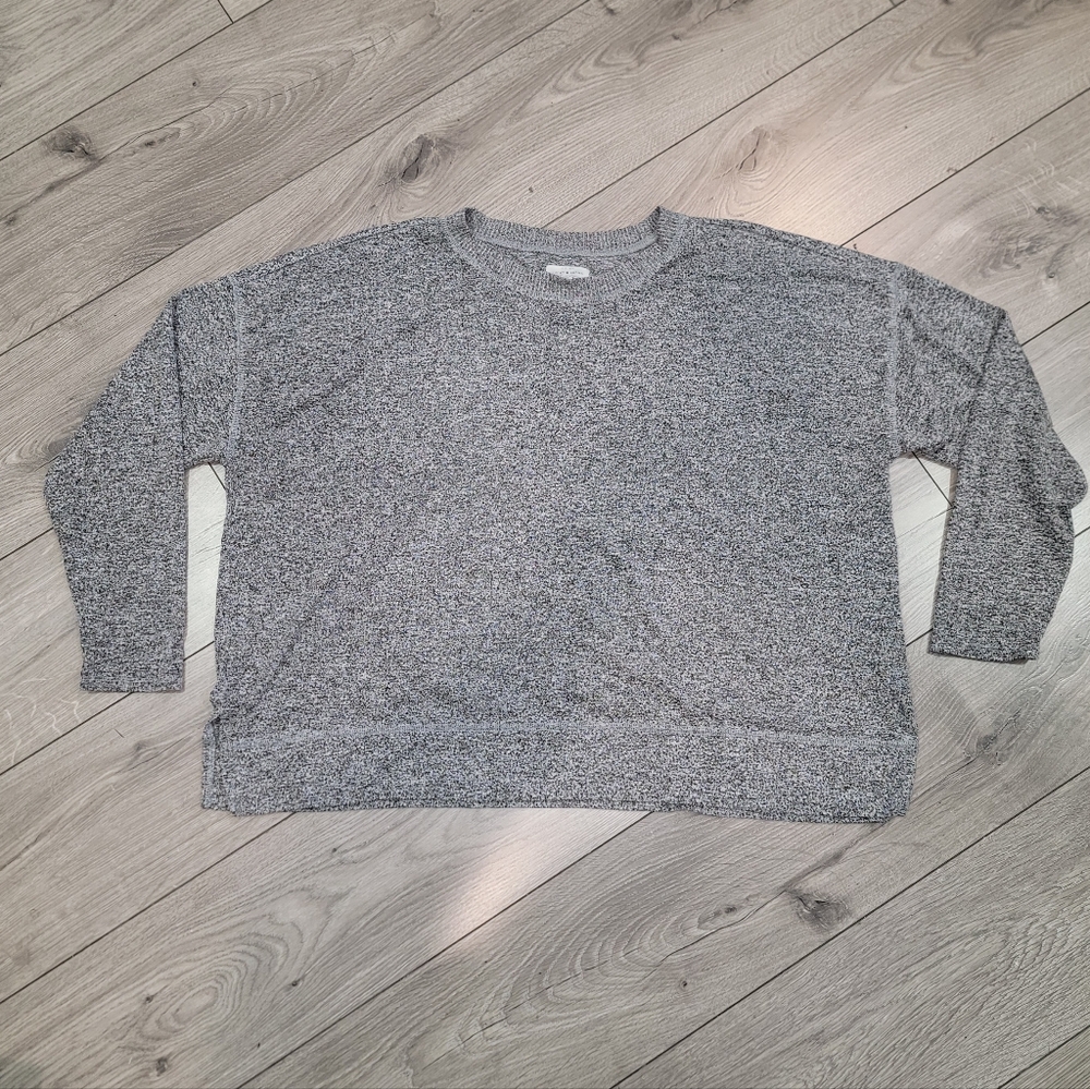 Lucky Brand Lightweight Sweater Women XXL Gray Crew Neck Long Sleeve Viscose